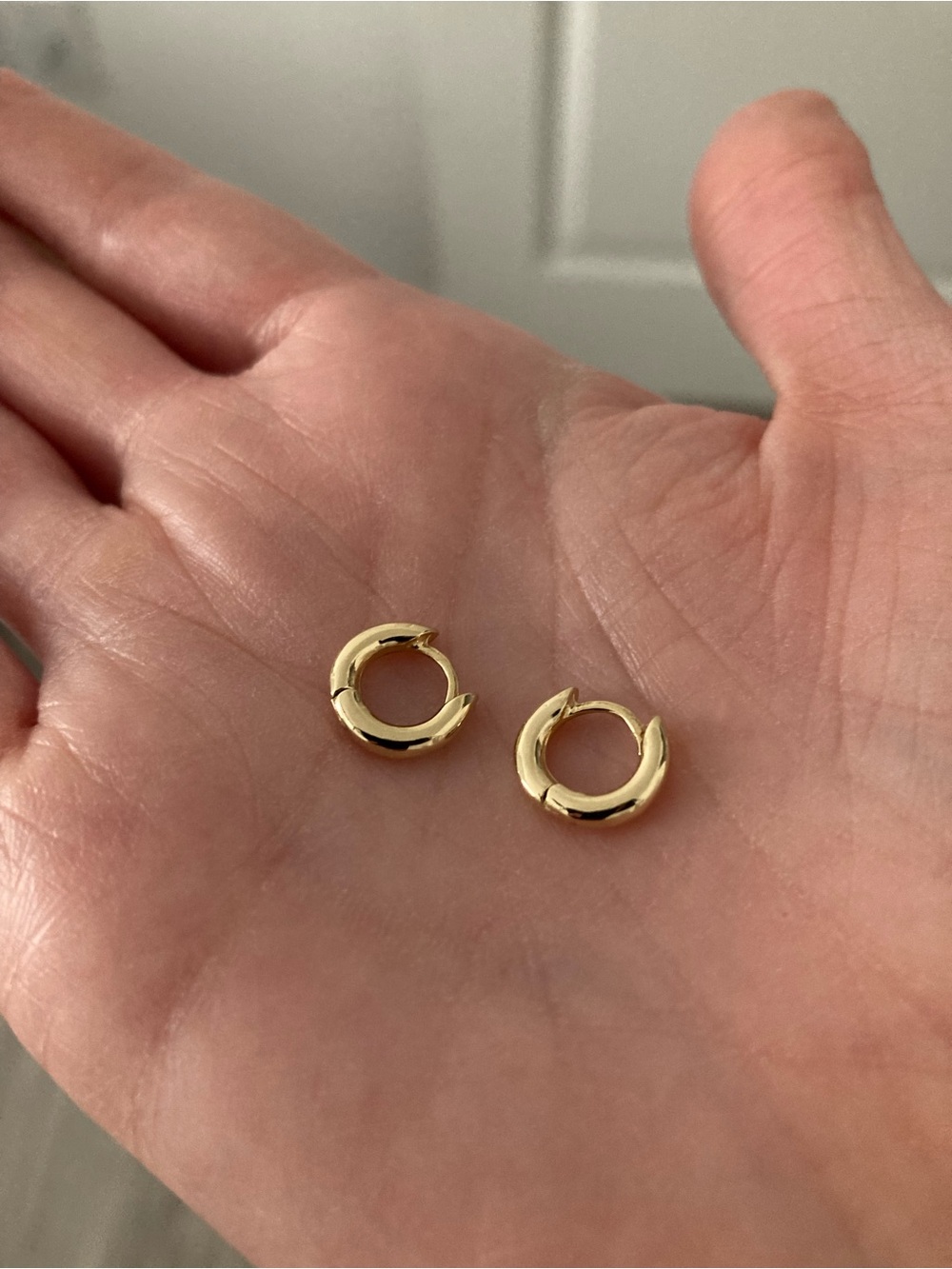 Vanessa Mooney mini small tiny gold hoops simple minimalist dainty gold earrings